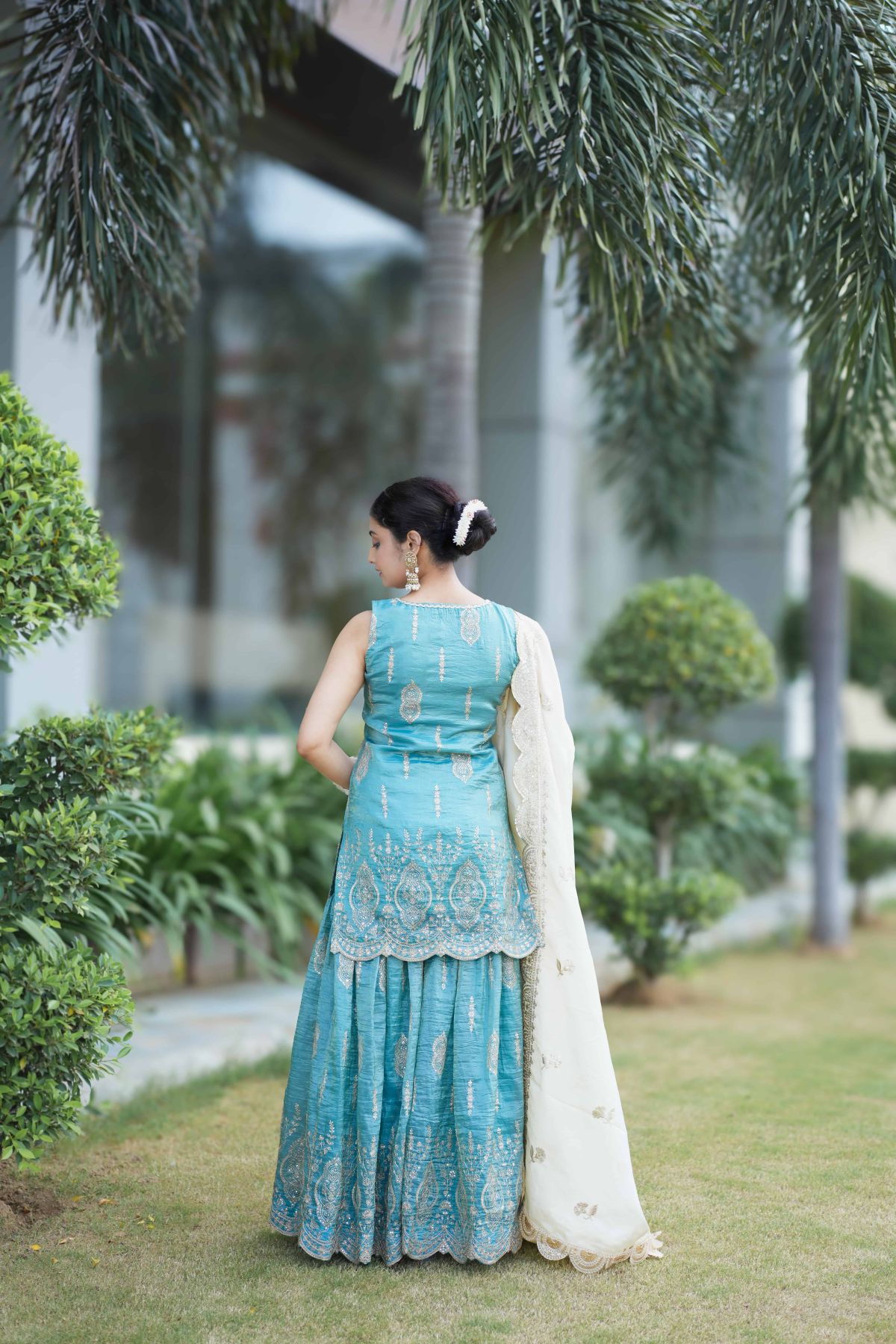 Shahbano – Teal Sharara Suit Set   3