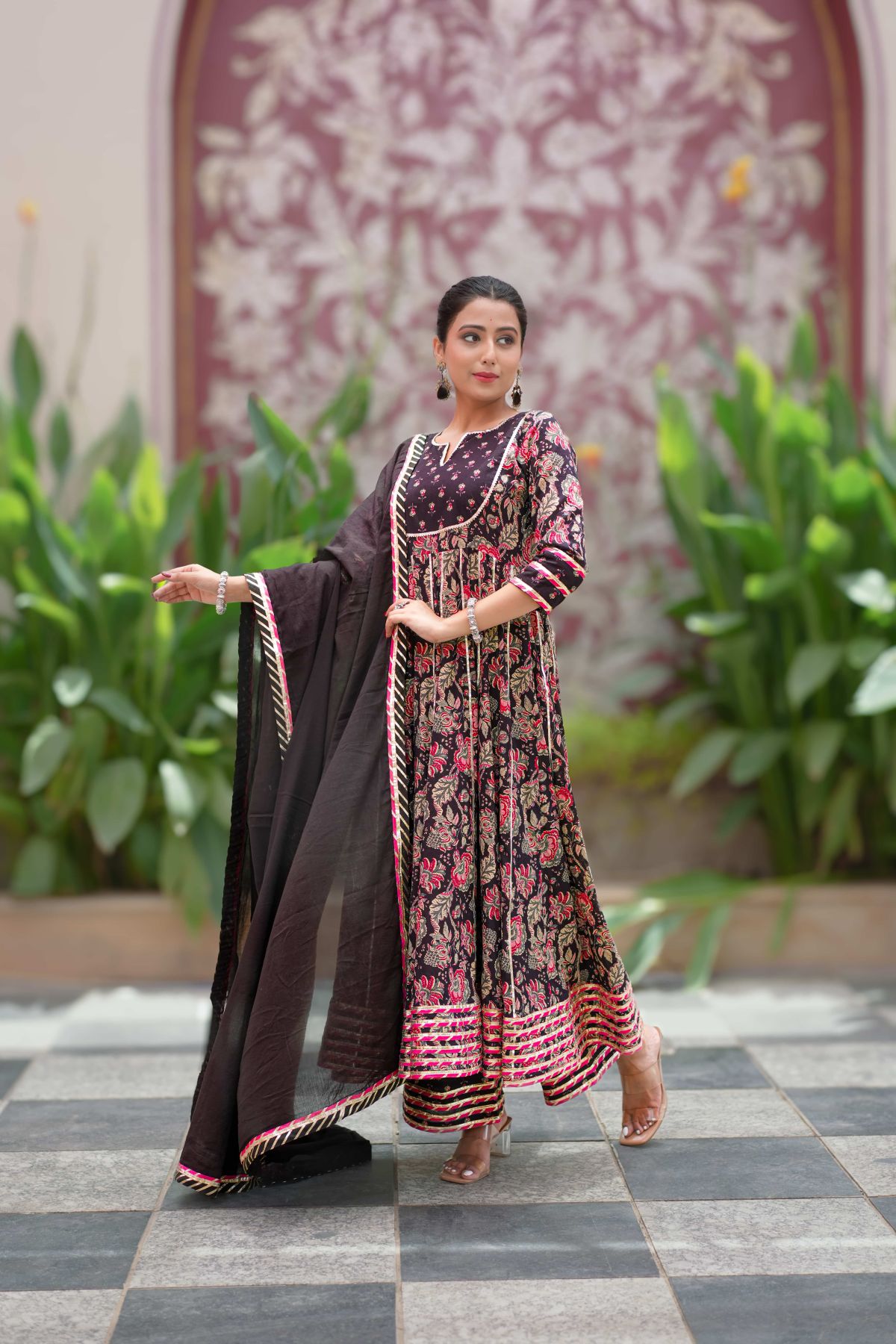 Kaashi Phool Cotton Anarkali Suit Set  2