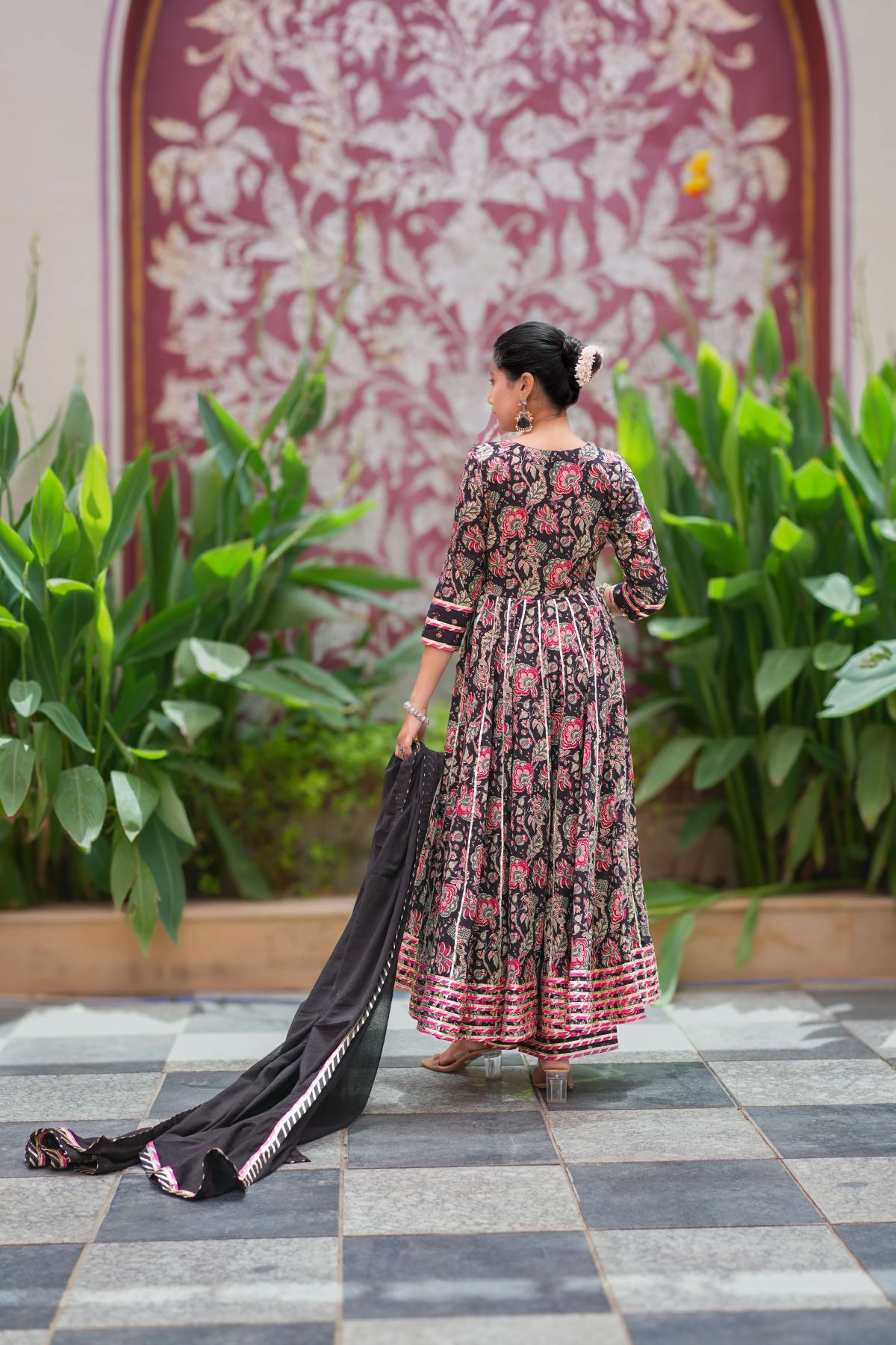 Kaashi Phool Cotton Anarkali Suit Set  4