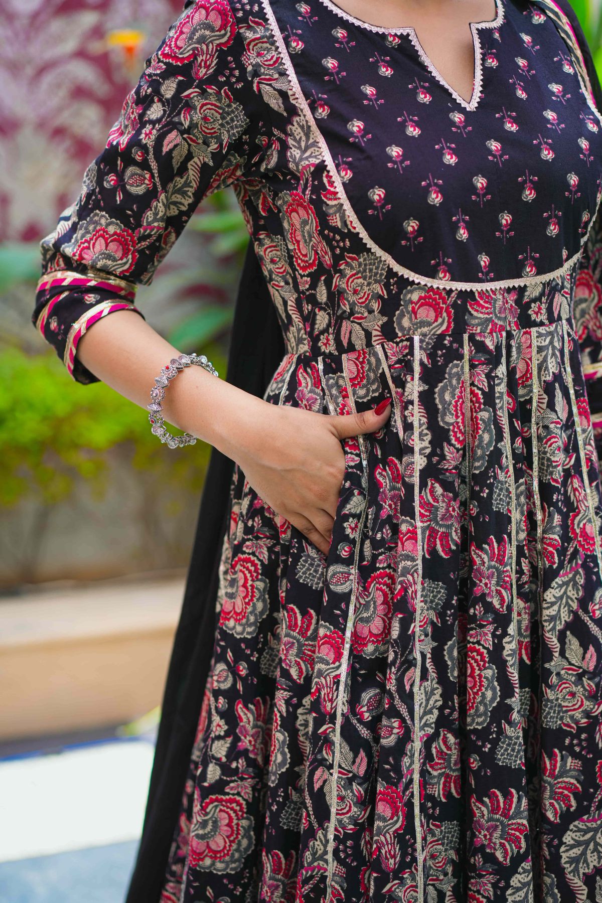 Kaashi Phool Cotton Anarkali Suit Set  5