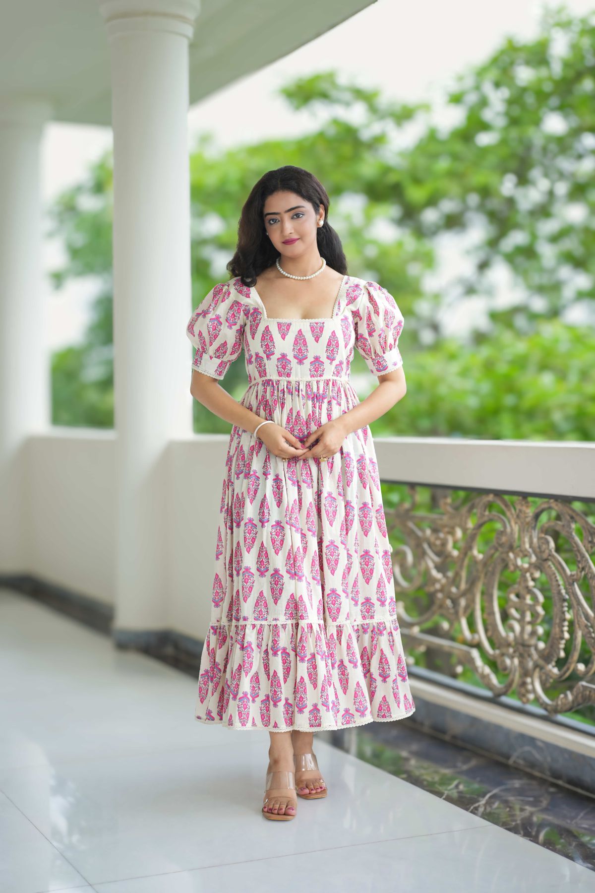 Gulnaar – Off-White Handblock Cotton Dress 