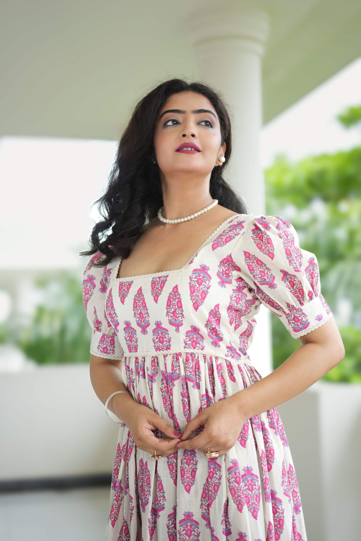 Gulnaar – Off-White Handblock Cotton Dress  4