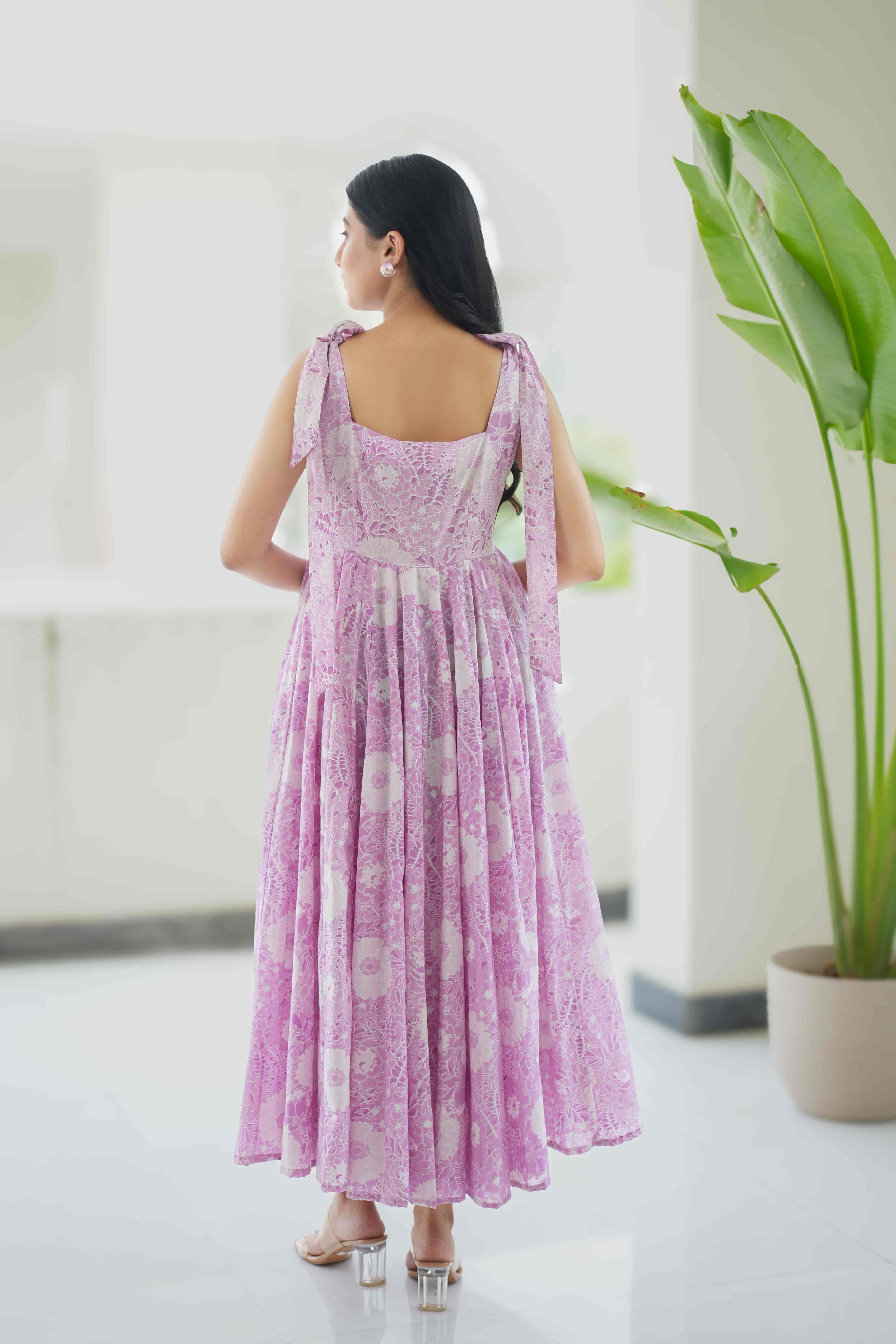  Lavender Bloom Tie-Shoulder Dress  4