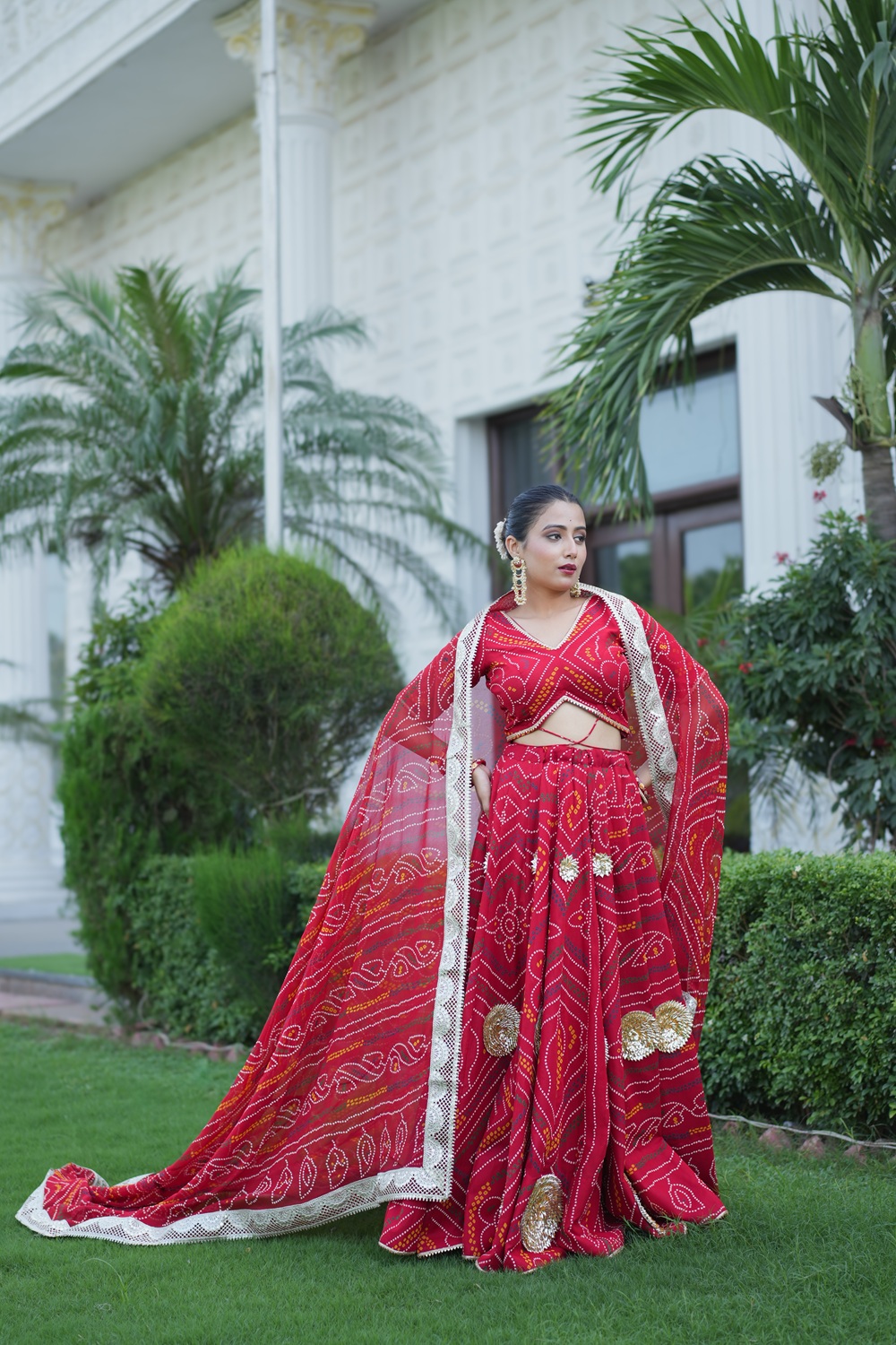 Rajasthani Rani - BHANDEEJ LEHENGA with matching DUPATTA 4