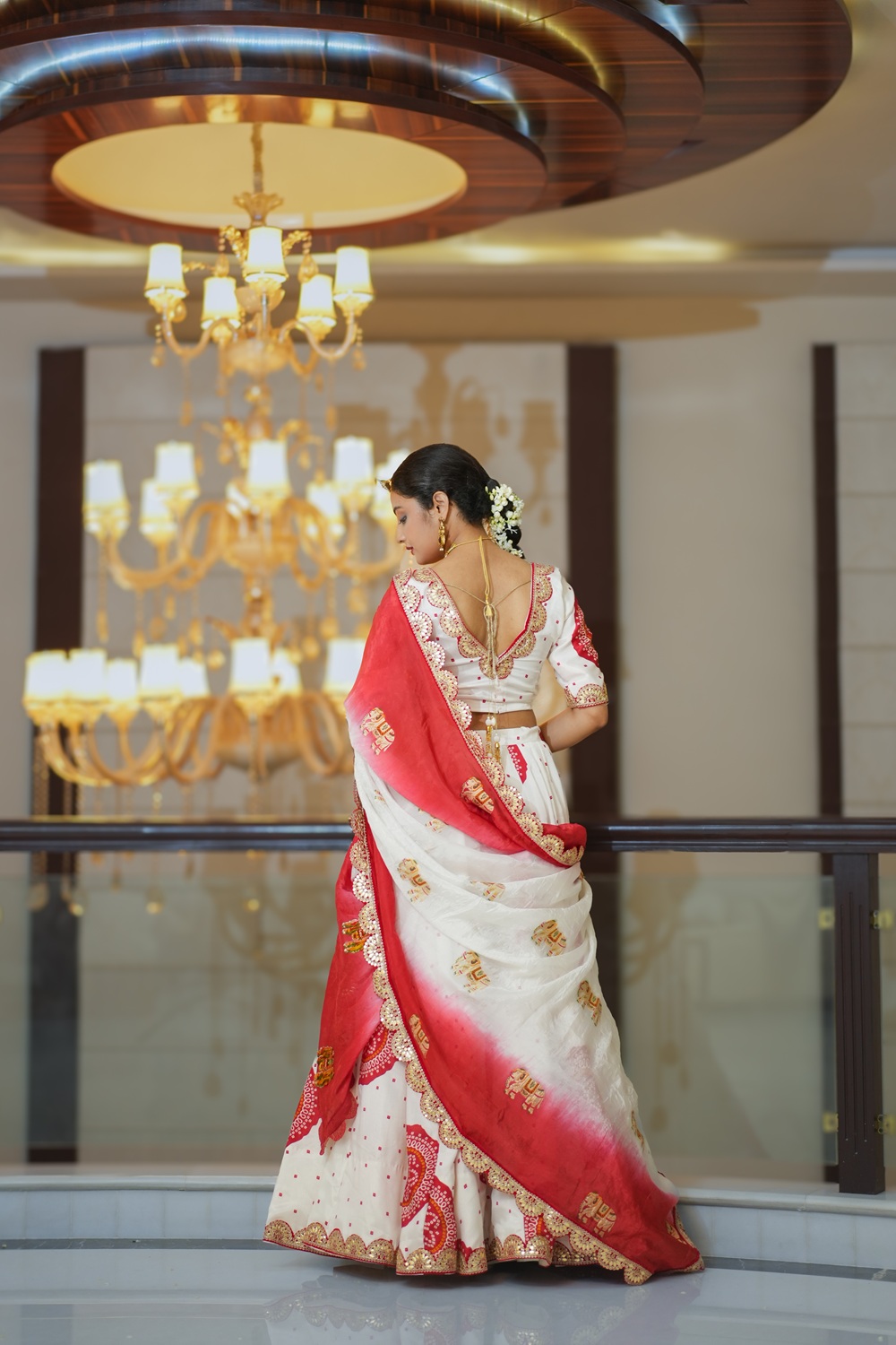 Faaguniya Bandhani - White Lehenga Set 4