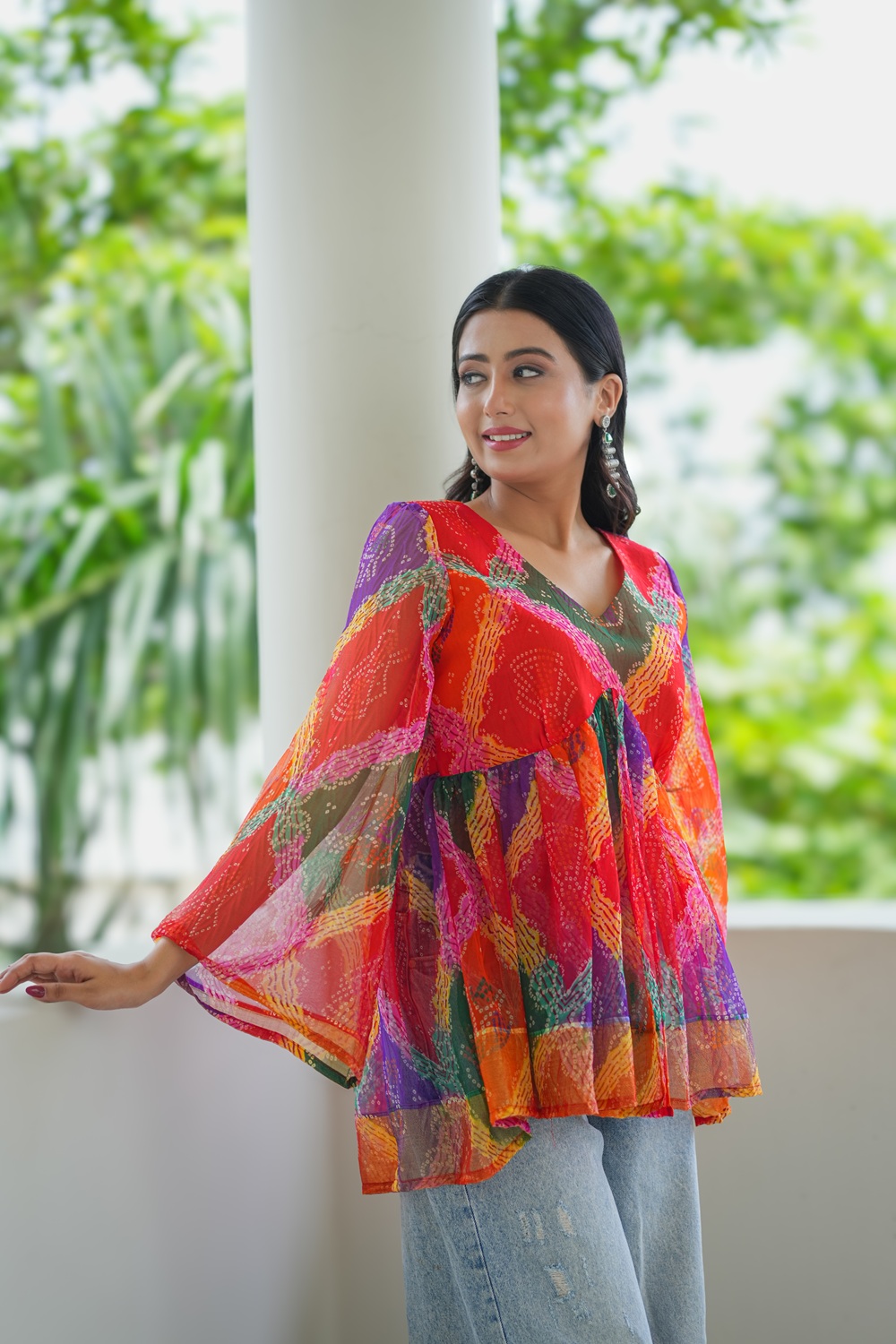  Rangika: Multicolor Bandhej Short Kurti 3