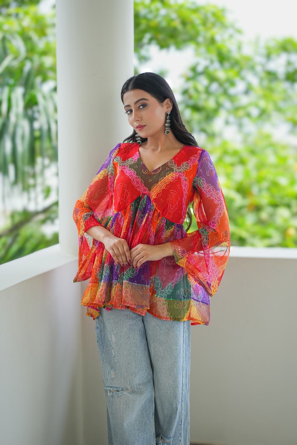  Rangika: Multicolor Bandhej Short Kurti 4