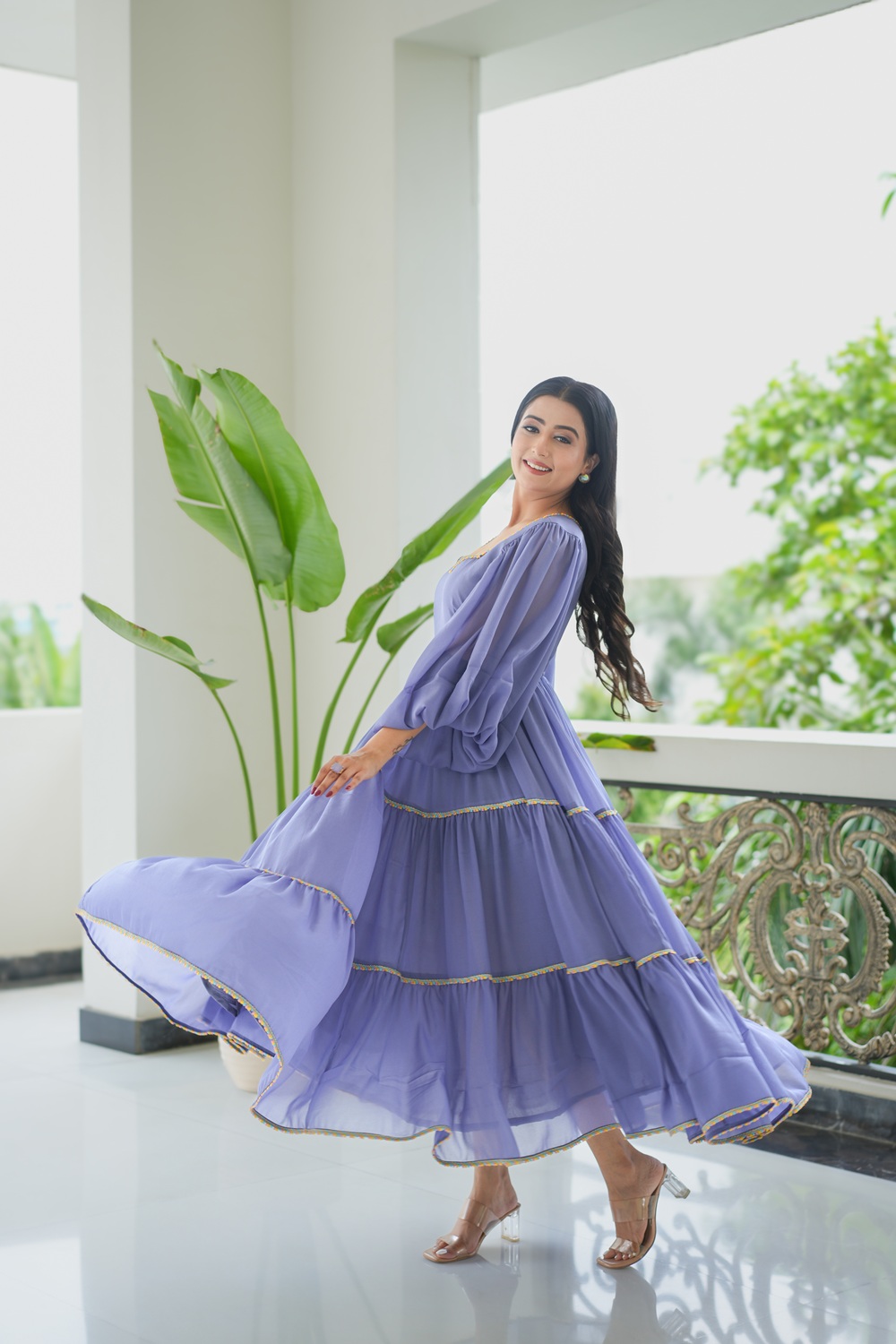  Amara: Lavender Georgette Frill Dress 