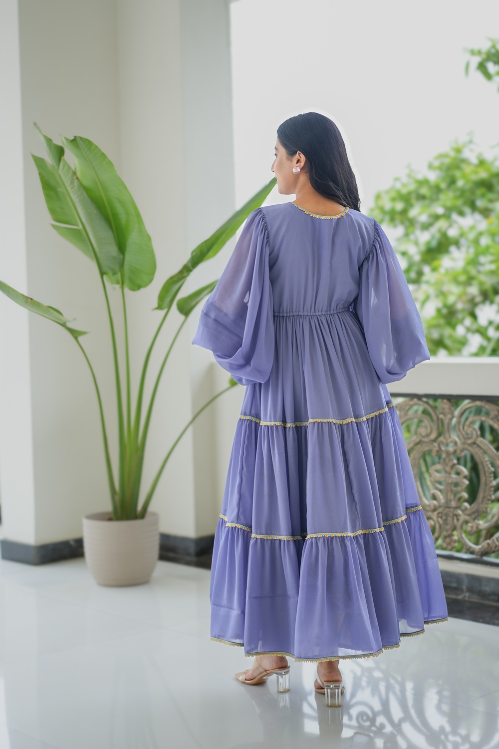  Amara: Lavender Georgette Frill Dress  2