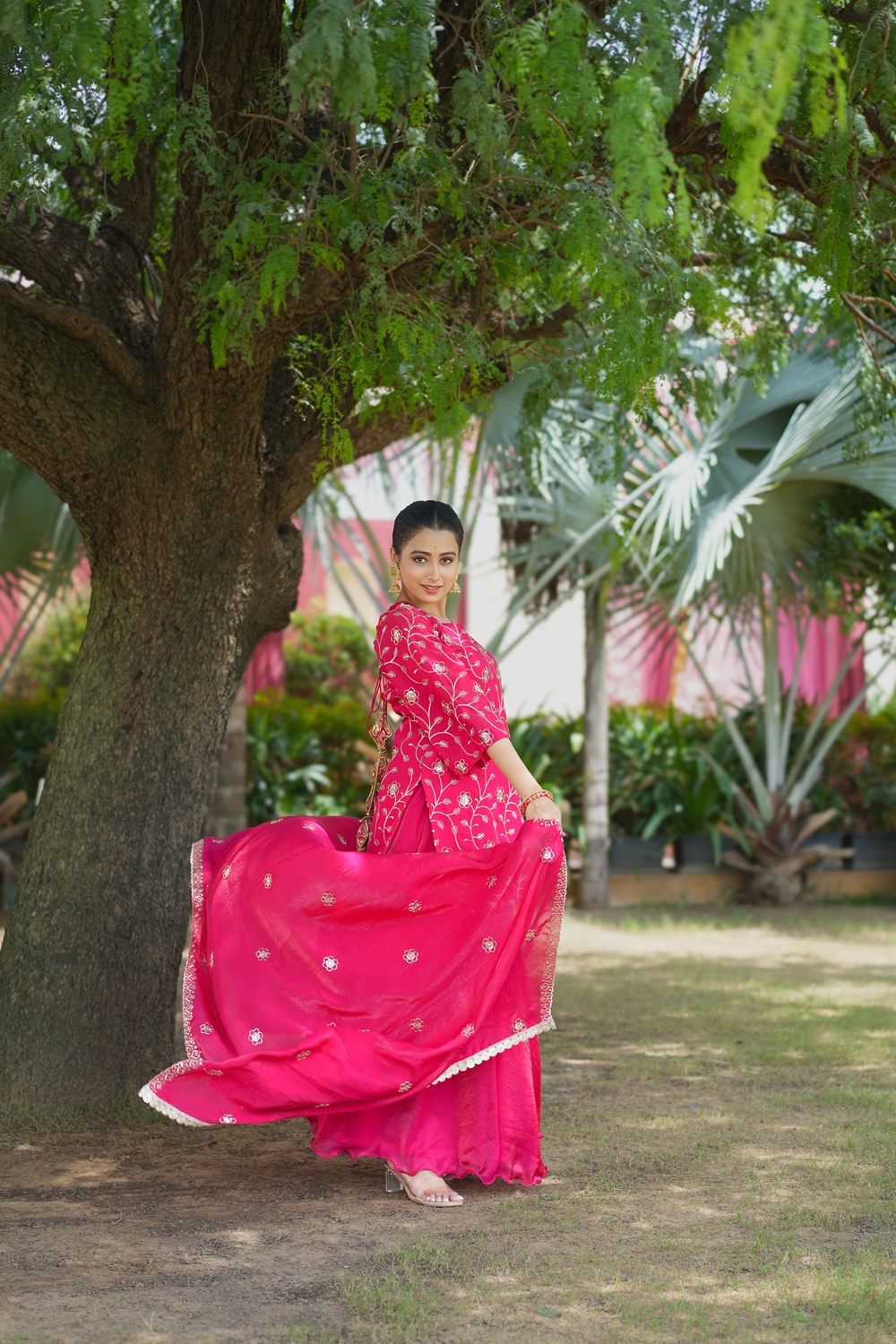 Meher: Rani Pink Fendy Sharara Set  5