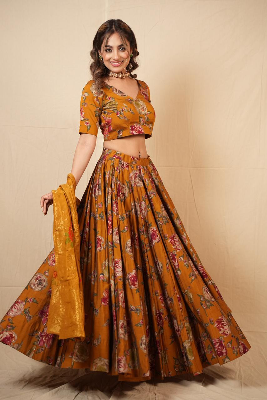 Gulnaar Floral Foil Lehenga Set  2