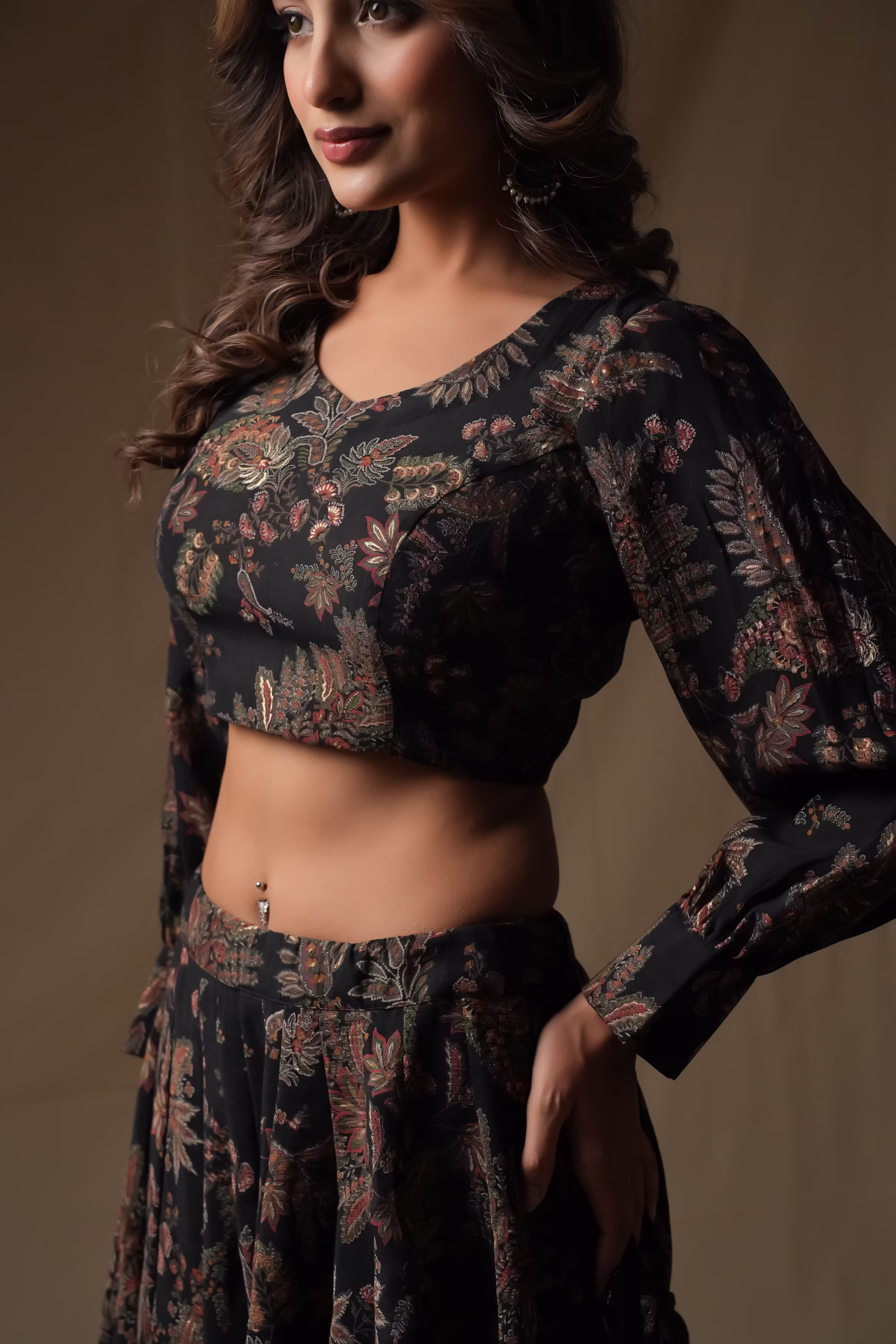Floral Paisley Lehenga Set in Silk Chiffon  4