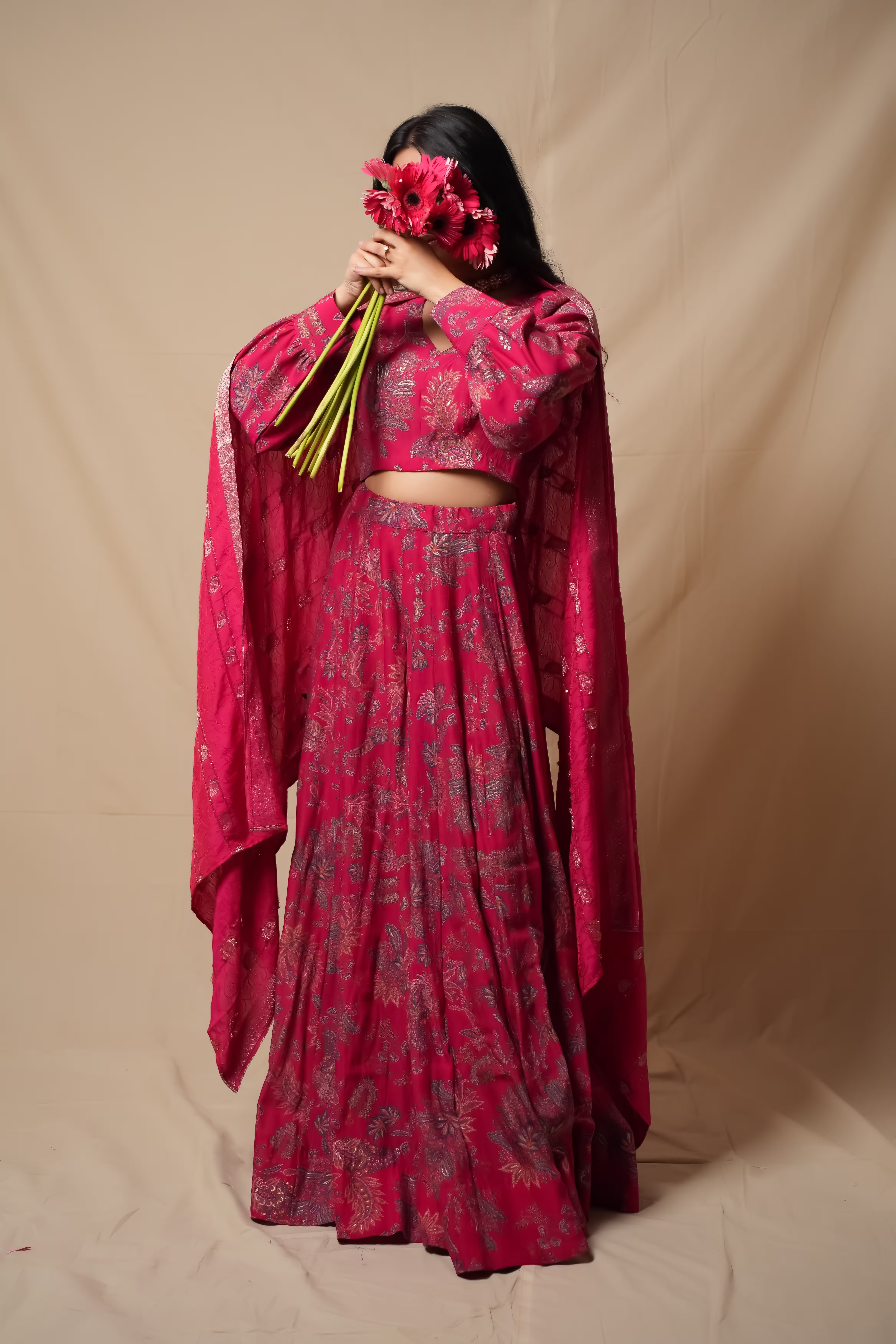 Floral Paisley Lehenga Set in Silk Chiffon  3