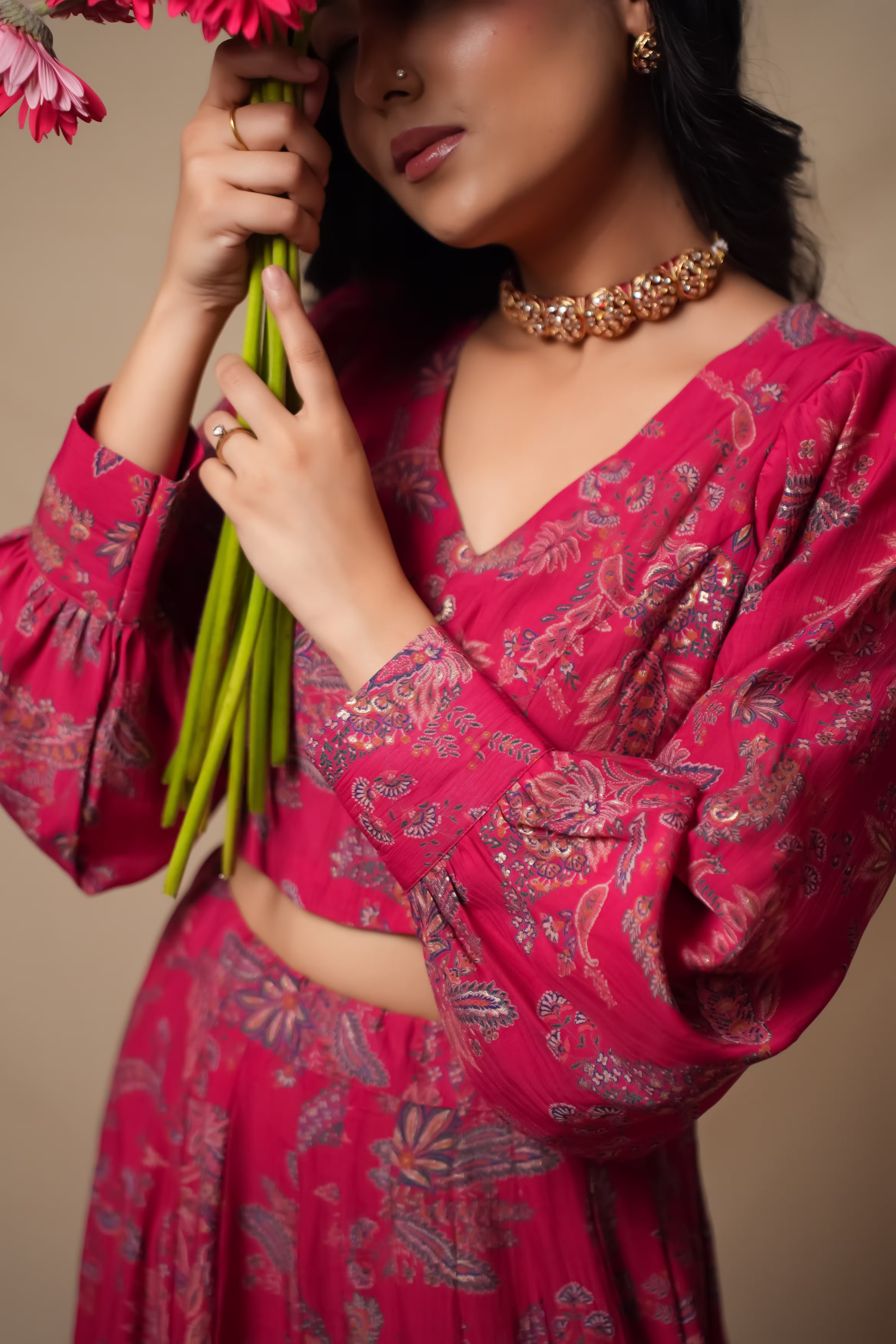 Floral Paisley Lehenga Set in Silk Chiffon  5