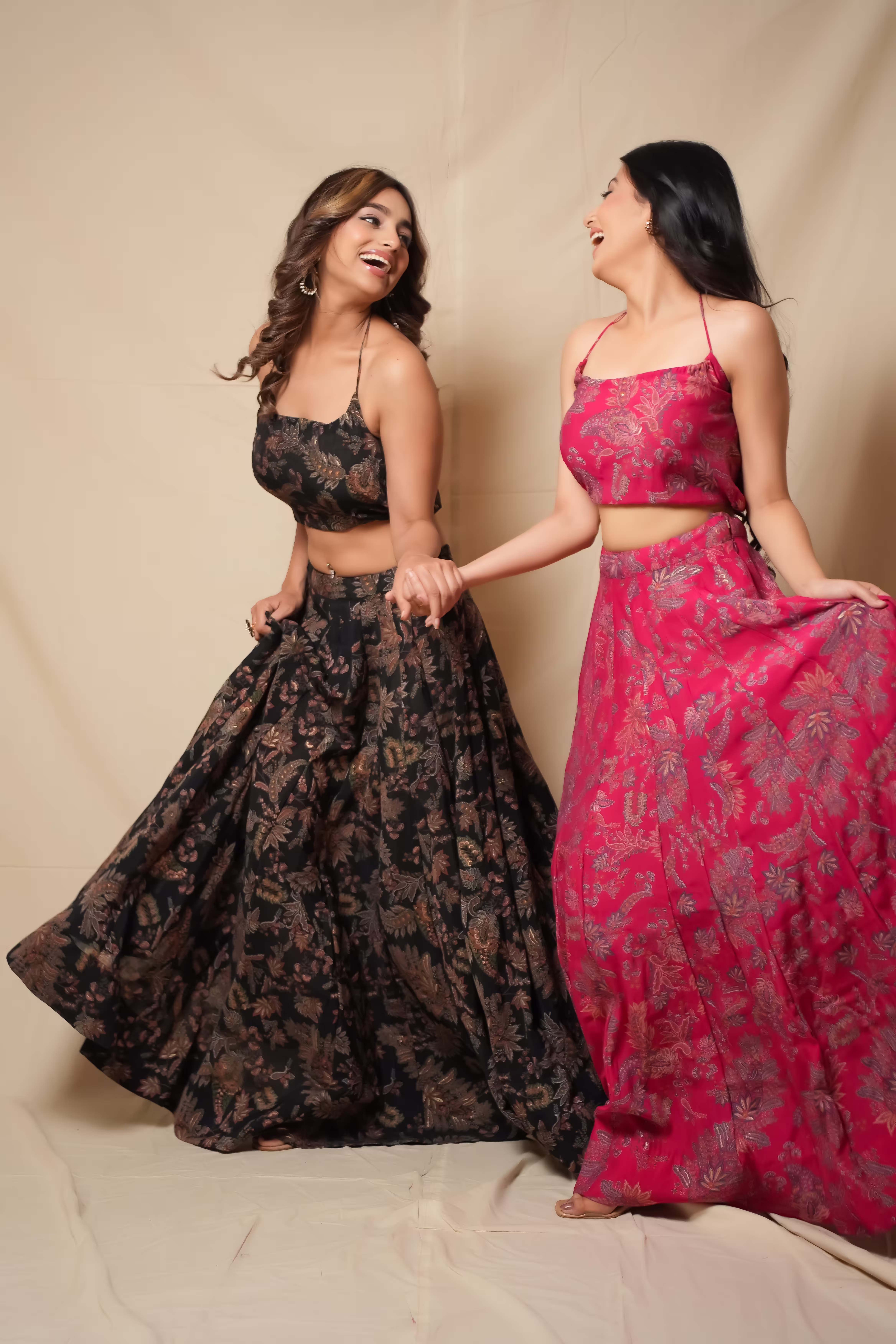 Floral Paisley Skirt & Top Set in Silk Chiffon 4