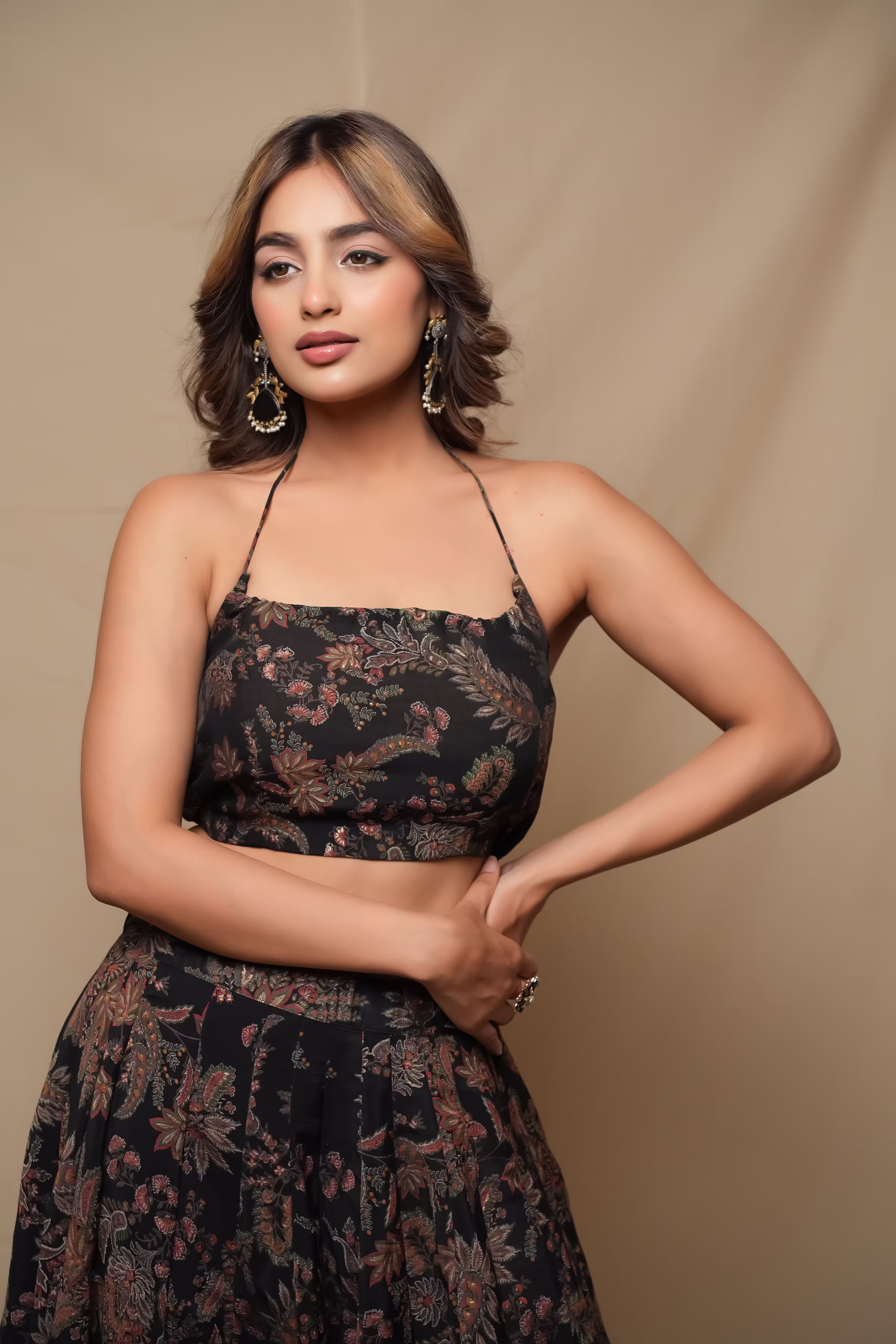 Floral Paisley Skirt & Top Set in Silk Chiffon 3