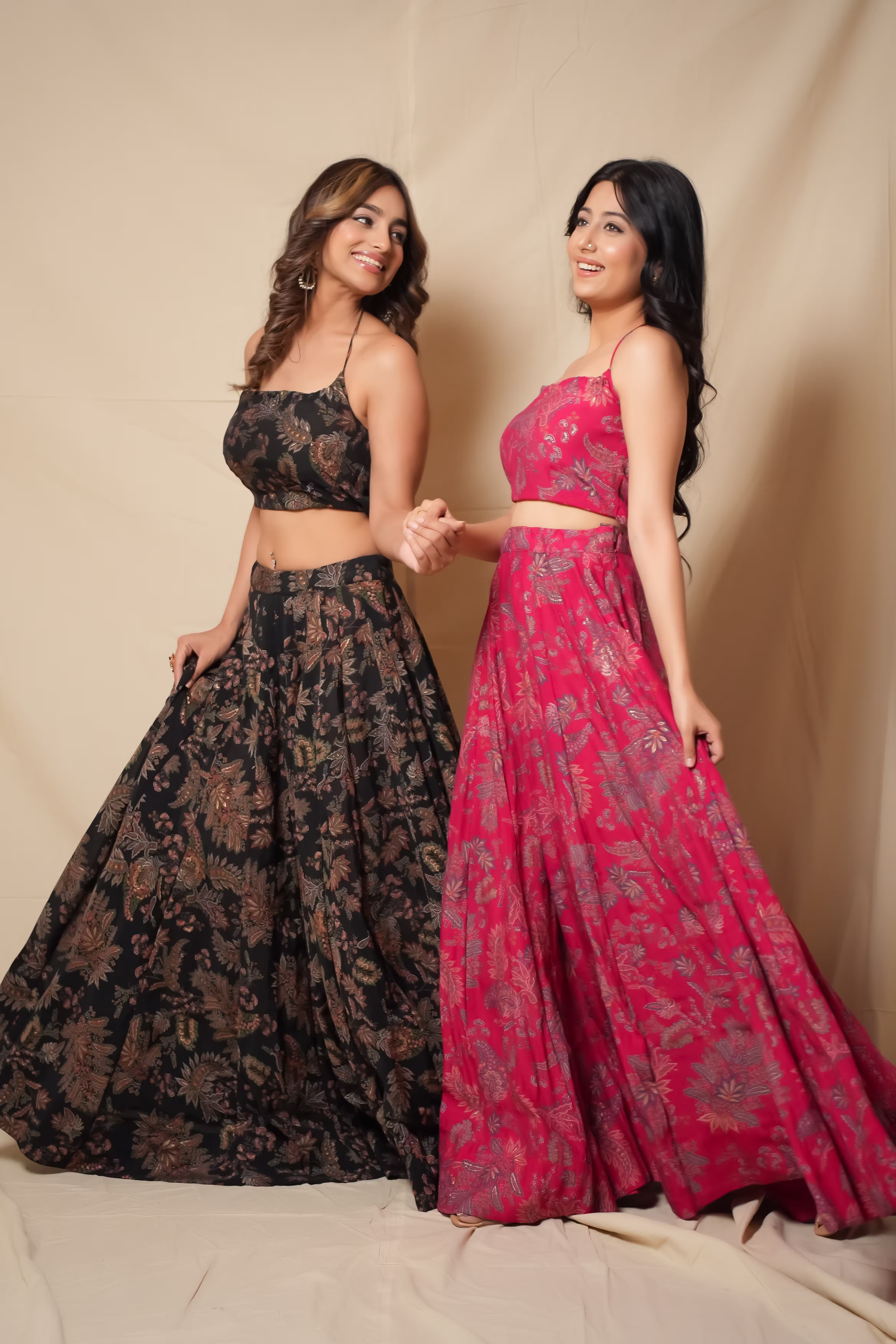 Floral Paisley Skirt & Top Set in Silk Chiffon 3