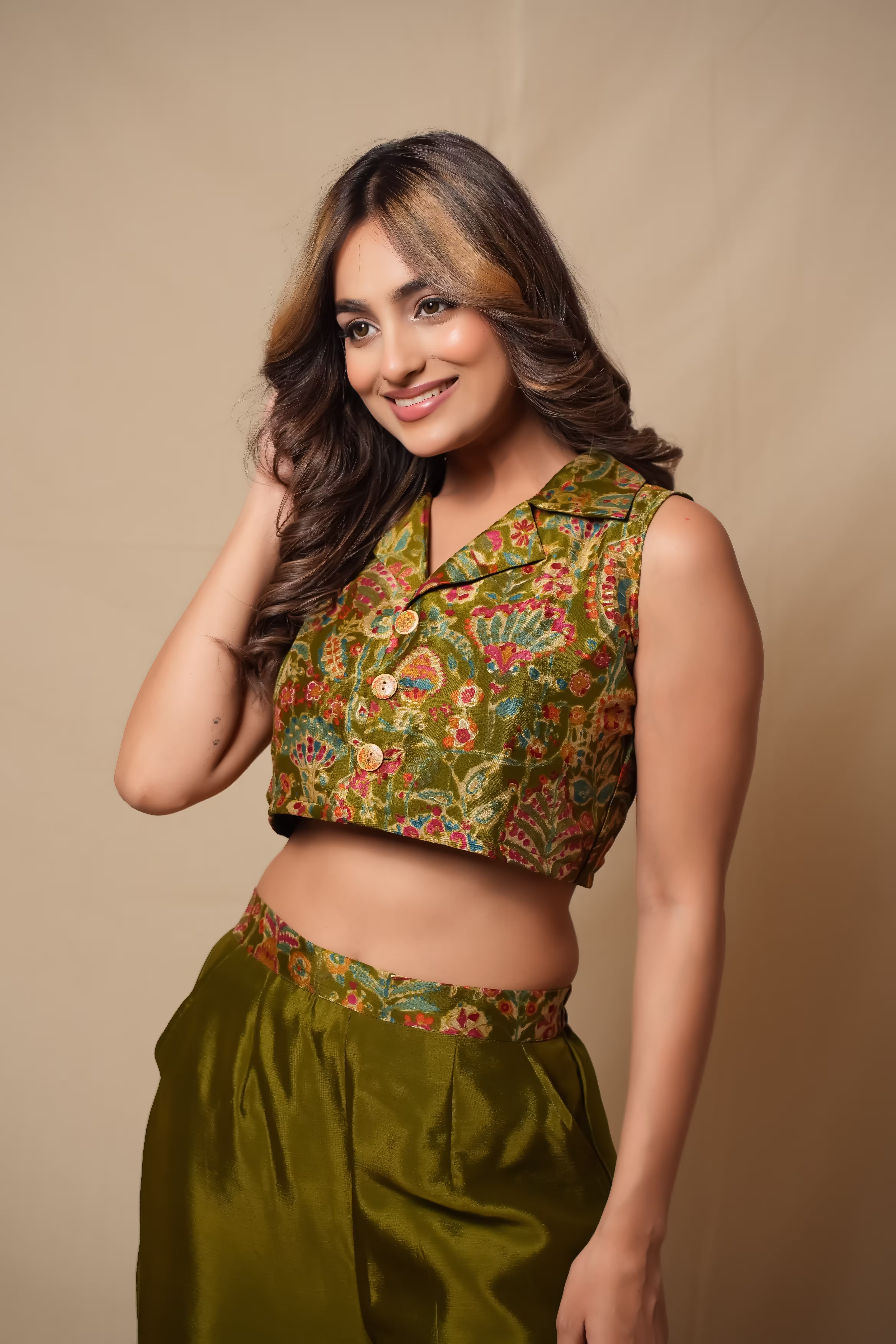 Zaria Foil Print Crop Co-ord Set 3