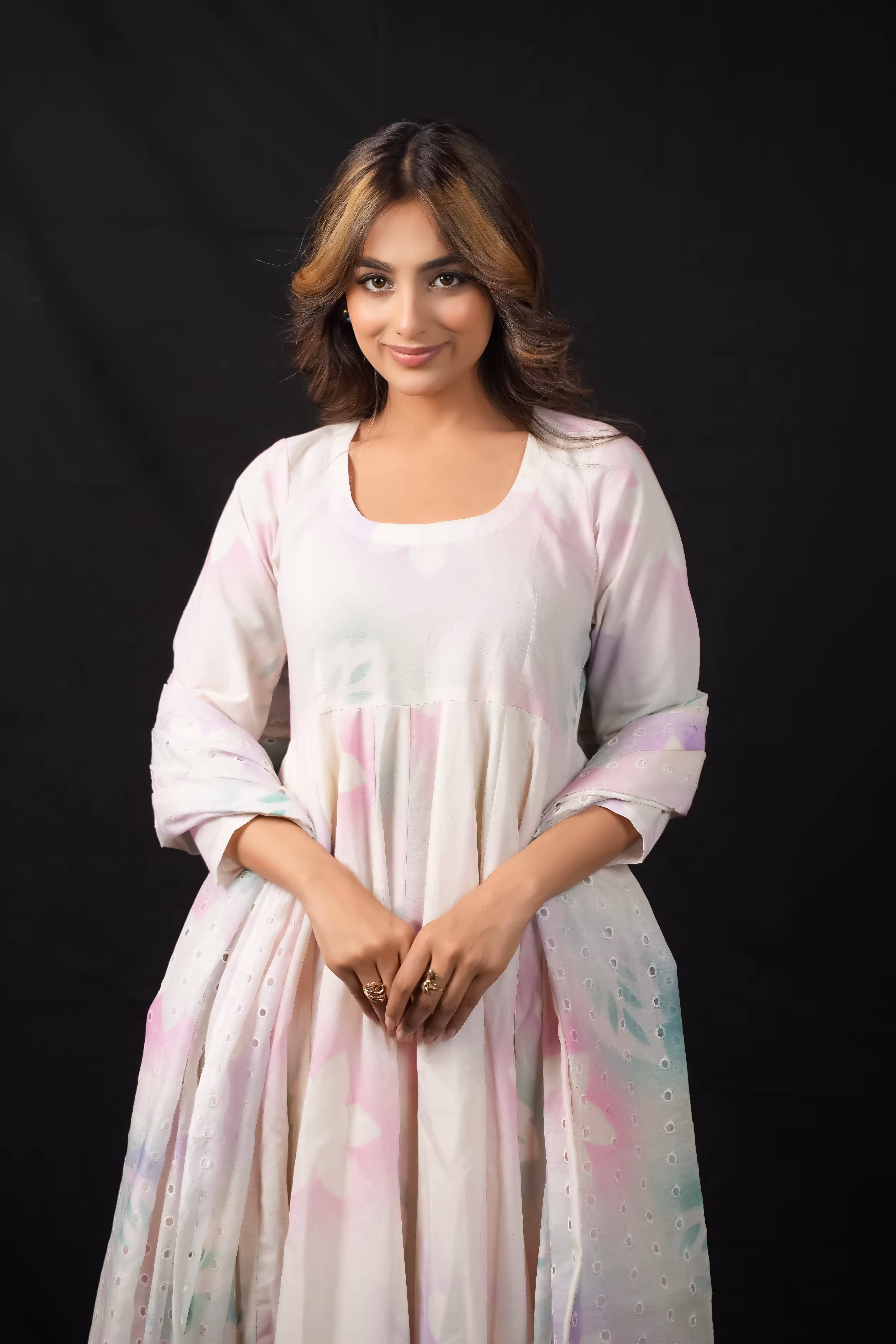 FLORAL KORA COTTON ANARKALI SUIT 5
