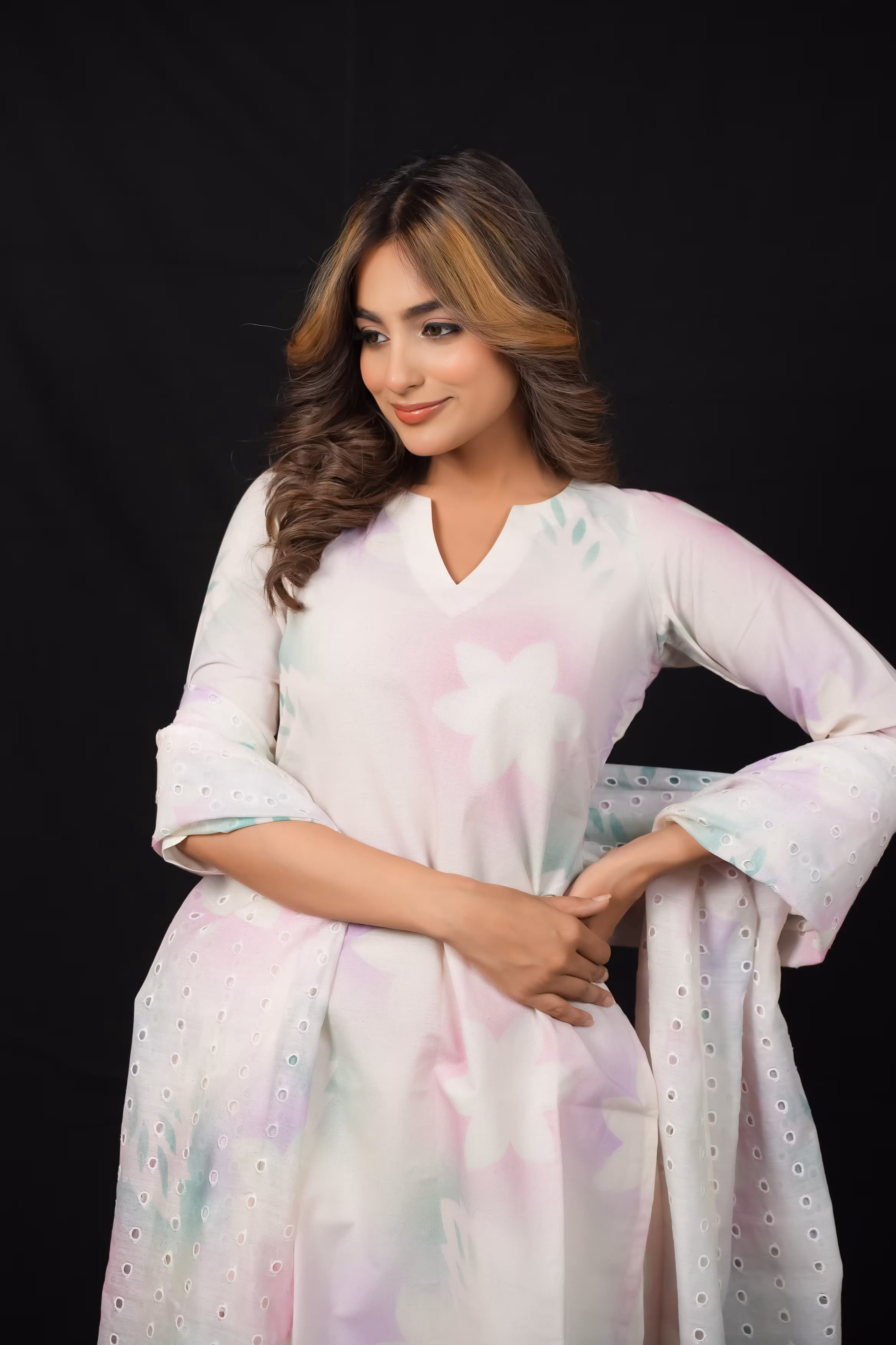 PINK KORA COTTON STRAIGHT SUIT SET 6